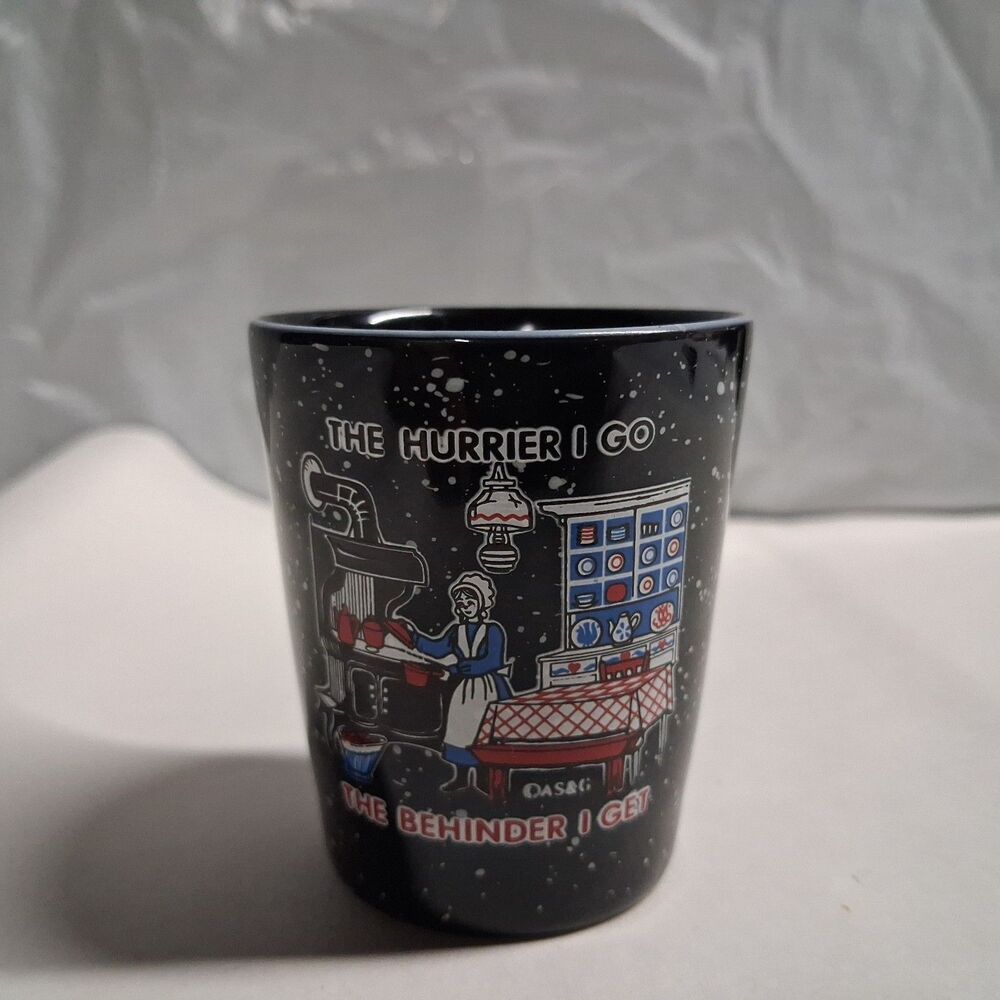The Hurrier I Go The Brhinder I Get Shot Glass